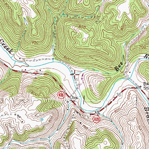 Topographic Map of Bee Run, KY