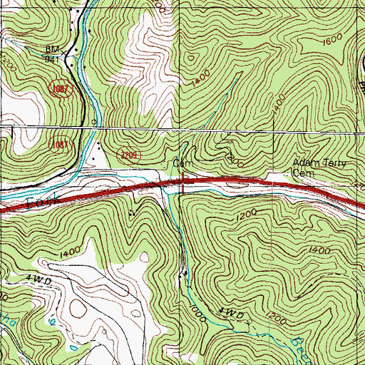 Topographic Map of Beech Creek, KY