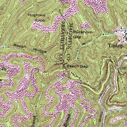 Topographic Map of Beech Gap, KY