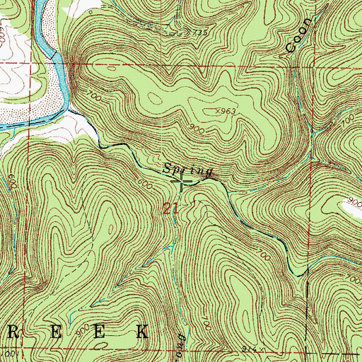 Topographic Map of Dry Prong Spring Creek, AR