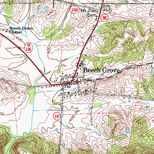 Topographic Map of Beech Grove, KY