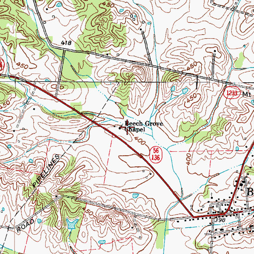 Topographic Map of Beech Grove Chapel, KY