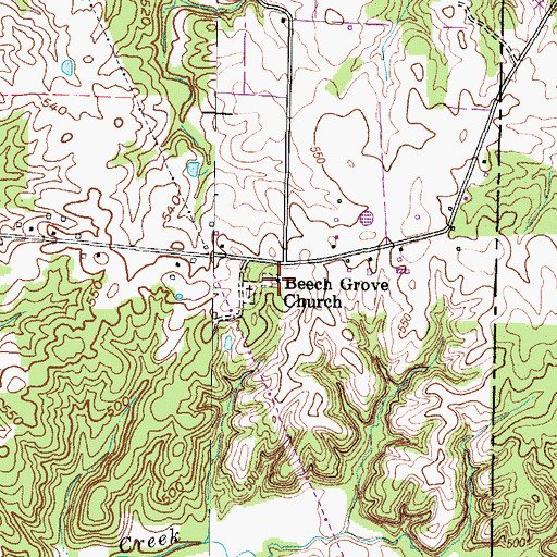 Topographic Map of Beech Grove Church, KY