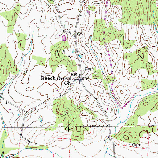 Topographic Map of Beech Grove Church, KY