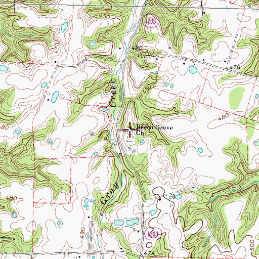 Topographic Map of Beech Grove Church, KY