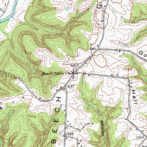 Topographic Map of Beech Grove Church, KY