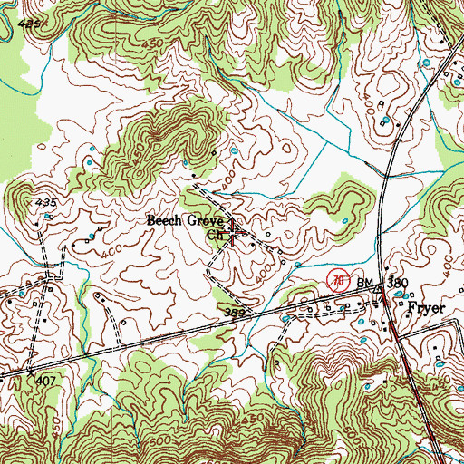 Topographic Map of Beech Grove Church, KY