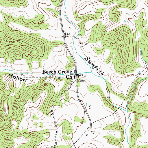 Topographic Map of Beech Grove Church, KY