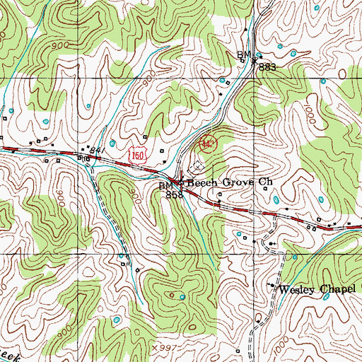 Topographic Map of Beech Grove Church (historical), KY