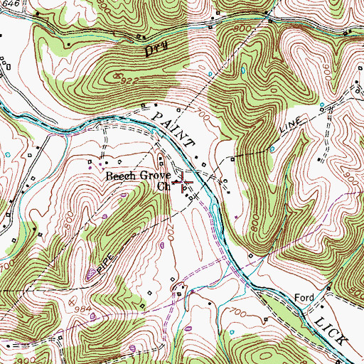 Topographic Map of Beech Grove Church, KY