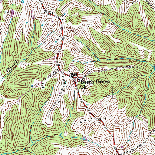 Topographic Map of Beech Grove Baptist Church, KY