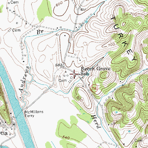 Topographic Map of Beech Grove School, KY