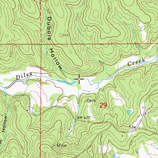 Topographic Map of Dubois Hollow, AR