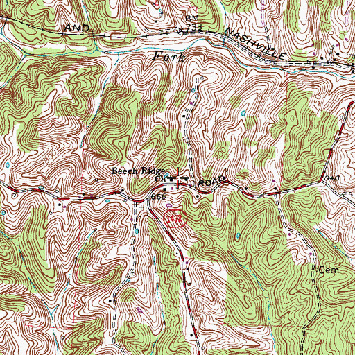 Topographic Map of Beech Ridge Baptist Church, KY