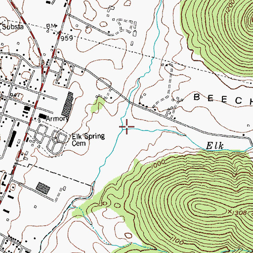 Topographic Map of Beech Valley, KY