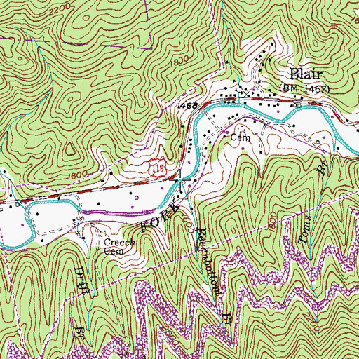 Topographic Map of Beechbottom Branch, KY