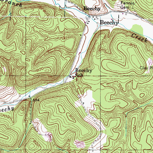 Topographic Map of Beechy School, KY