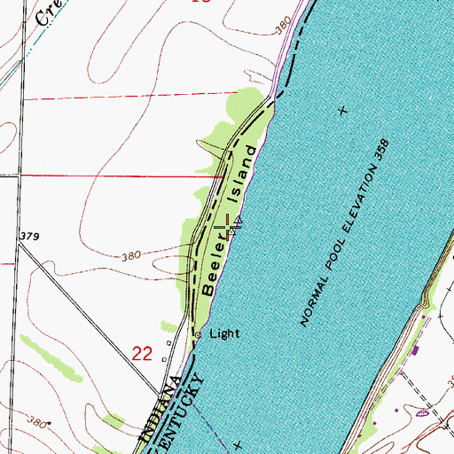 Topographic Map of Beeler Island, KY