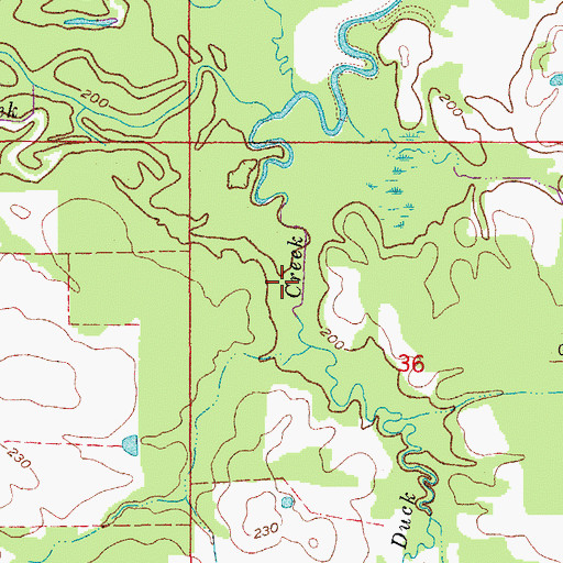Topographic Map of Duck Creek, AR