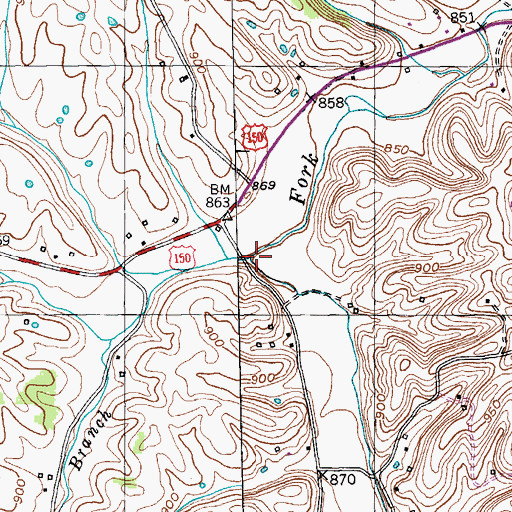 Topographic Map of Begley Branch, KY