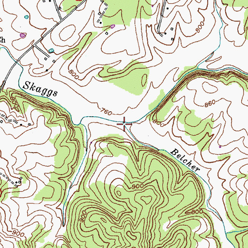 Topographic Map of Belcher Creek, KY