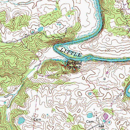 Topographic Map of Belford Spring, KY