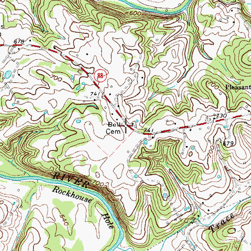 Topographic Map of Bell Cemetery, KY