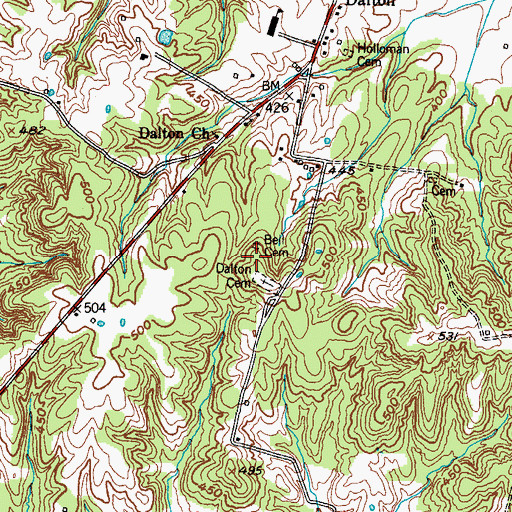 Topographic Map of Bell Cemetery, KY