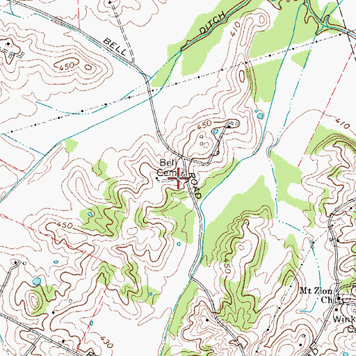 Topographic Map of Bell Cemetery, KY