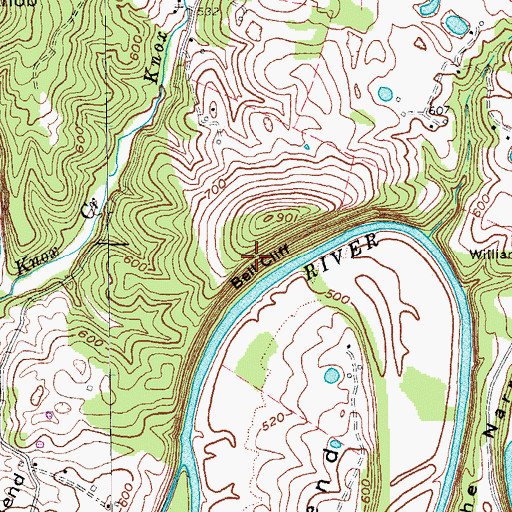 Topographic Map of Bell Cliff, KY