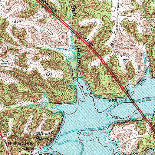 Topographic Map of Bell Hollow, KY