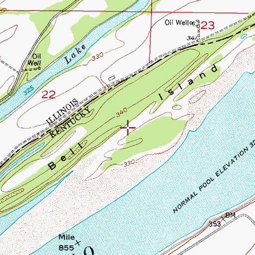Topographic Map of Bell Island, KY