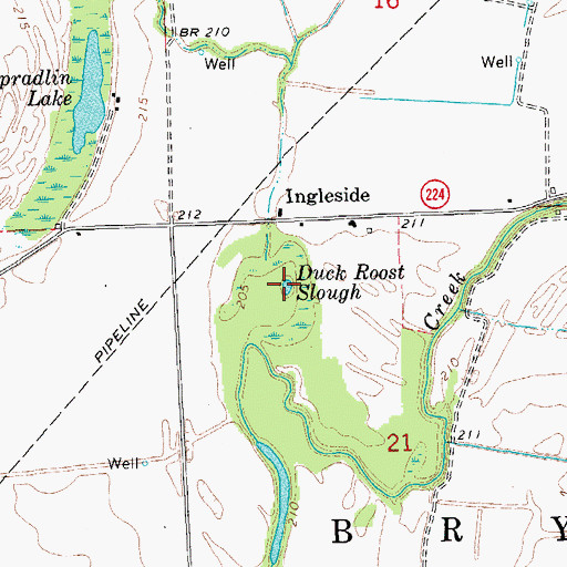 Topographic Map of Duck Roost Slough, AR