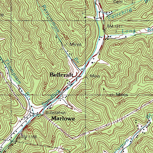Topographic Map of Bellcraft, KY