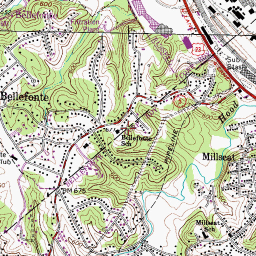 Topographic Map of Bellefonte School, KY