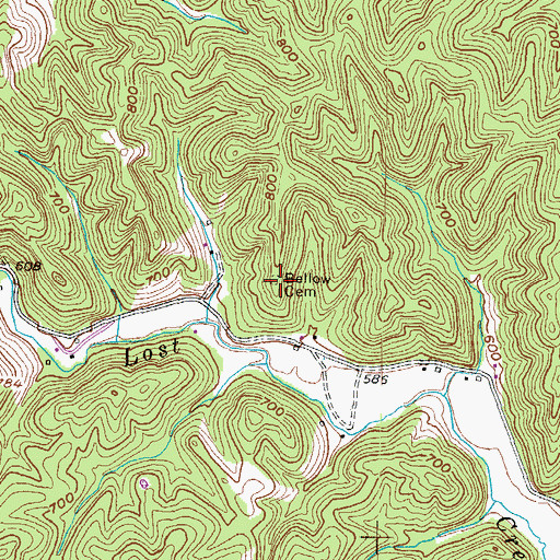 Topographic Map of Bellow Cemetery, KY