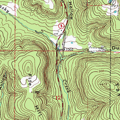 Topographic Map of Dug Hill Hollow, AR
