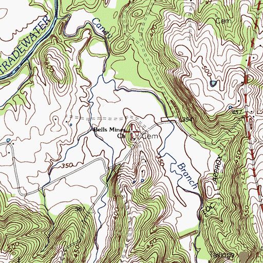 Topographic Map of Bells Mines Church, KY