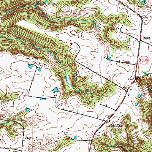 Topographic Map of Bells School, KY