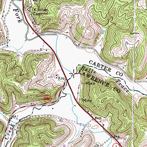 Topographic Map of Bells Trace Creek, KY