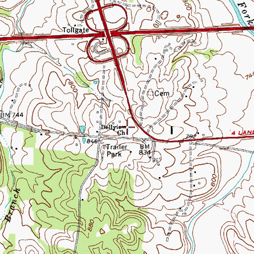Topographic Map of Bellview Church, KY