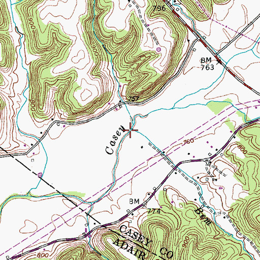 Topographic Map of Bem Branch, KY