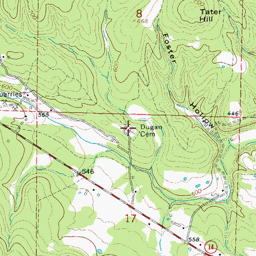 Topographic Map of Dugan Cemetery, AR