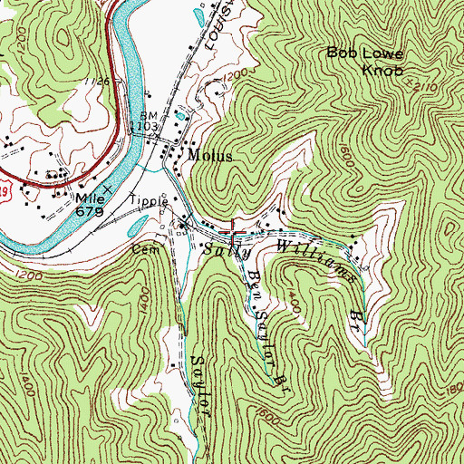Topographic Map of Ben Saylor Branch, KY