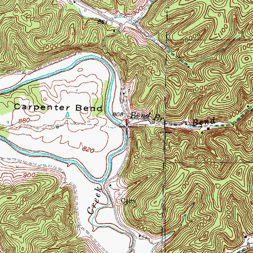 Topographic Map of Bend Branch, KY