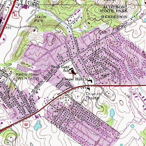Topographic Map of Bend Gate Elementary School, KY