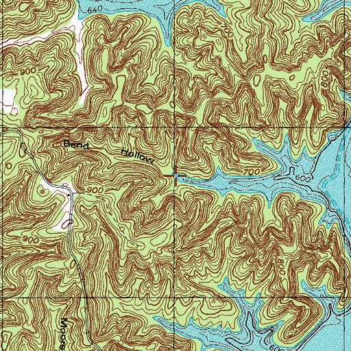 Topographic Map of Bend Hollow, KY
