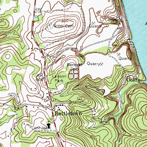 Topographic Map of Bennett Cemetery, KY