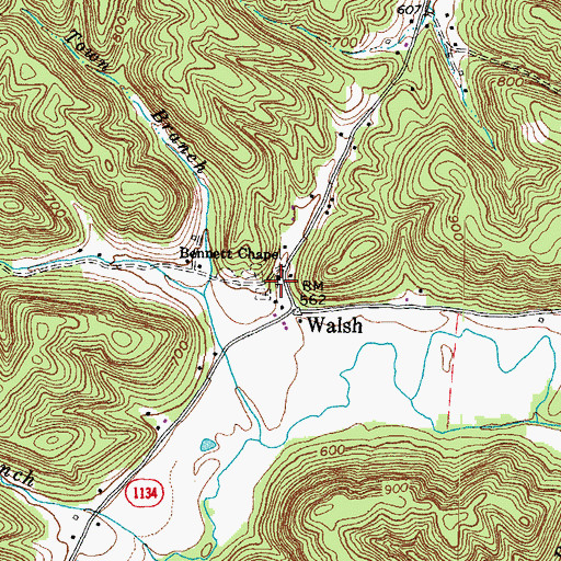 Topographic Map of Bennett Chapel, KY