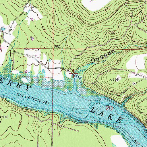 Topographic Map of Duggan Hollow, AR